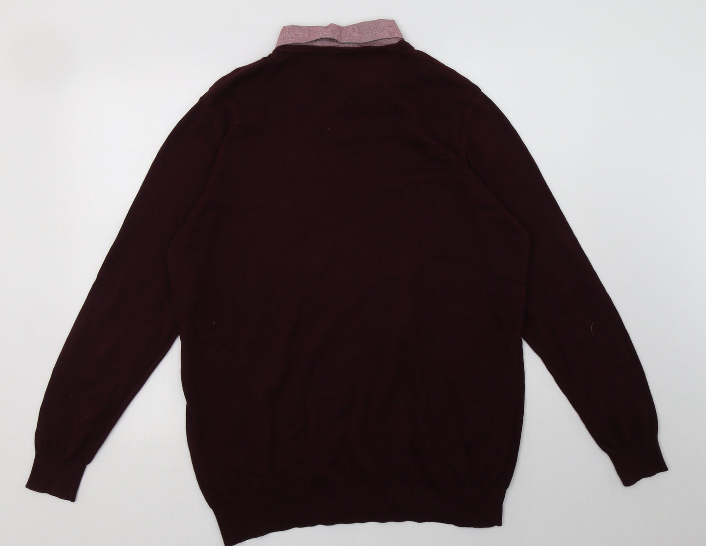 George Mens Red  Cotton Pullover Sweatshirt Size XL