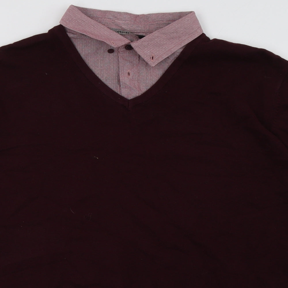 George Mens Red  Cotton Pullover Sweatshirt Size XL