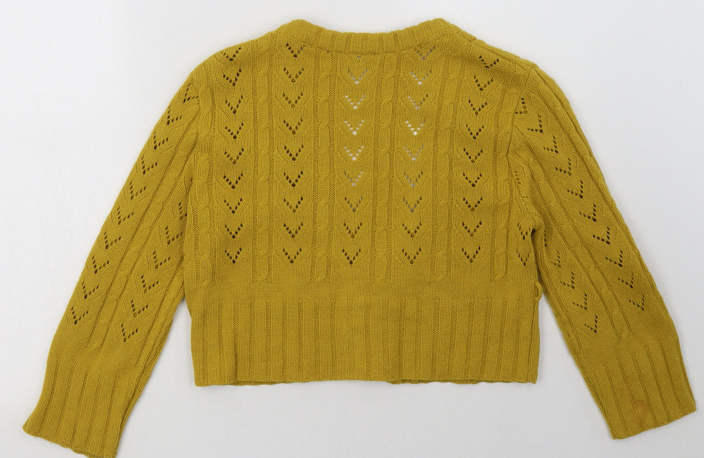 Primark Womens Yellow V-Neck  Acrylic Cardigan Jumper Size 18