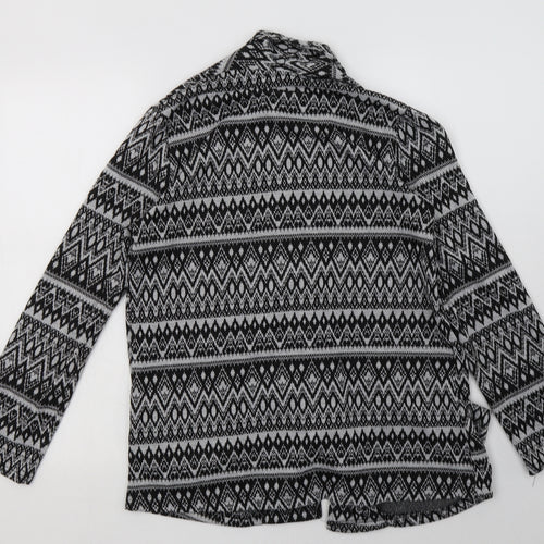 Primark Womens Grey V-Neck Geometric Polyester Cardigan Jumper Size 12