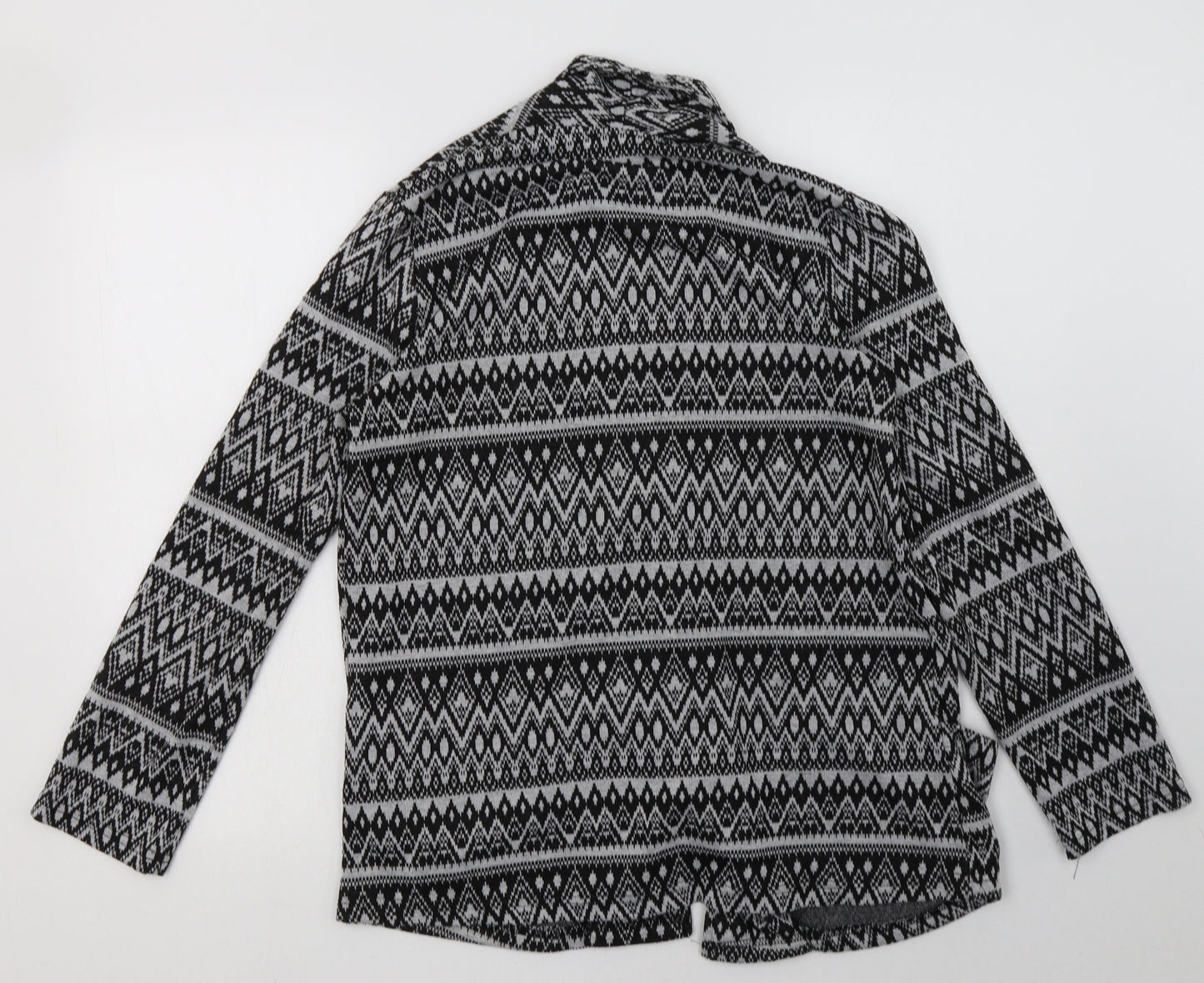 Primark Womens Grey V-Neck Geometric Polyester Cardigan Jumper Size 12