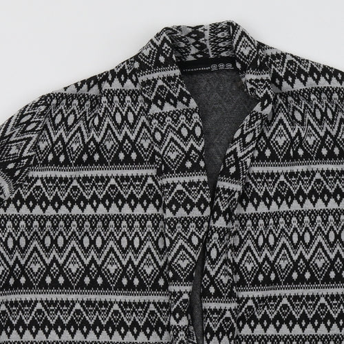 Primark Womens Grey V-Neck Geometric Polyester Cardigan Jumper Size 12