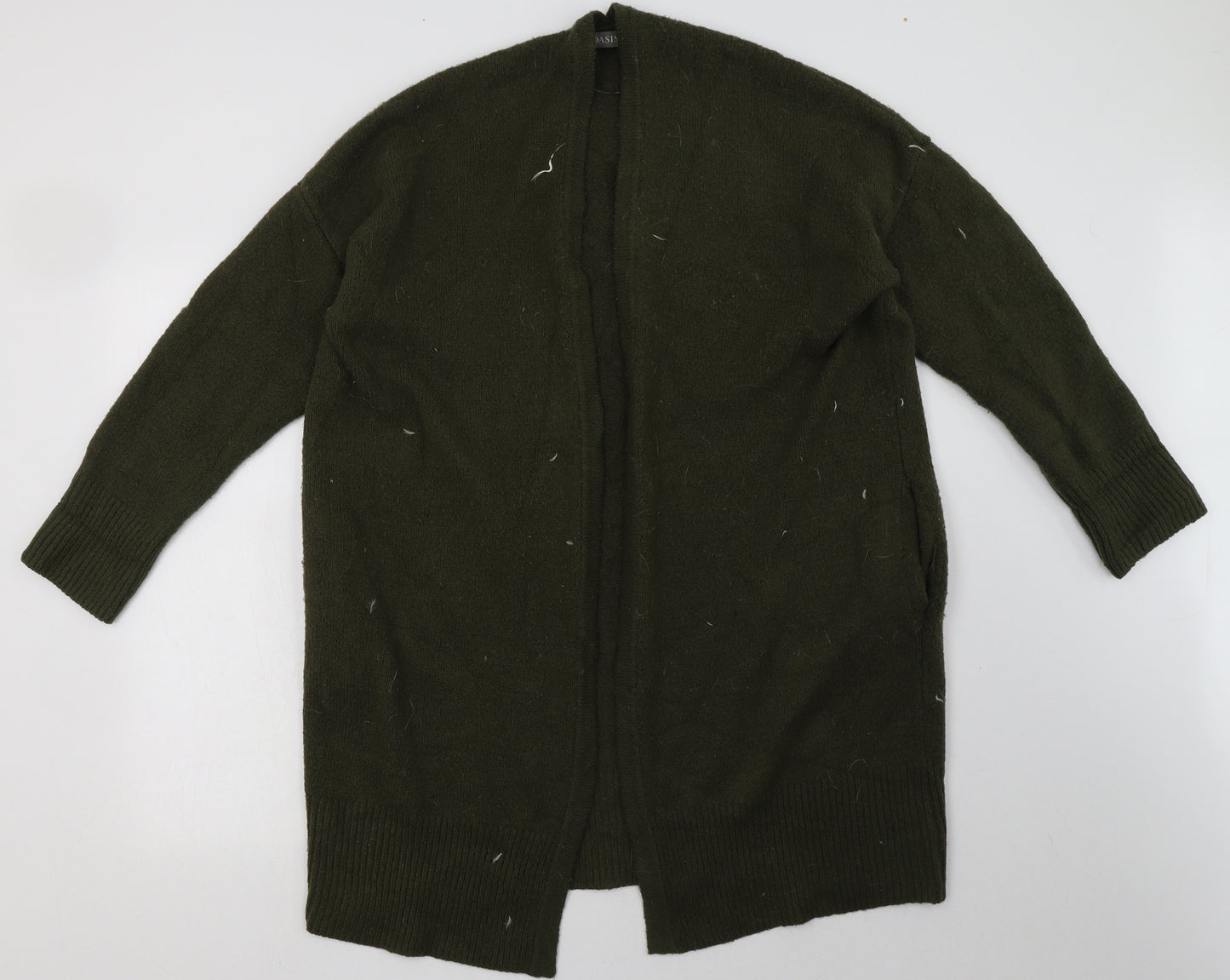 Oasis Womens Green V-Neck  Acrylic Cardigan Jumper Size S