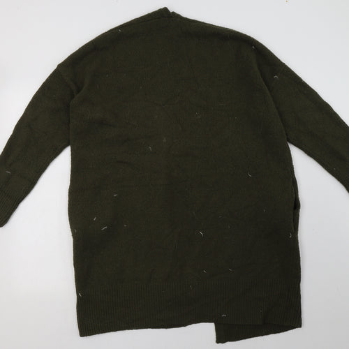 Oasis Womens Green V-Neck  Acrylic Cardigan Jumper Size S