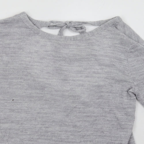 H&M Womens Grey  Polyester Pullover Sweatshirt Size S  Tie