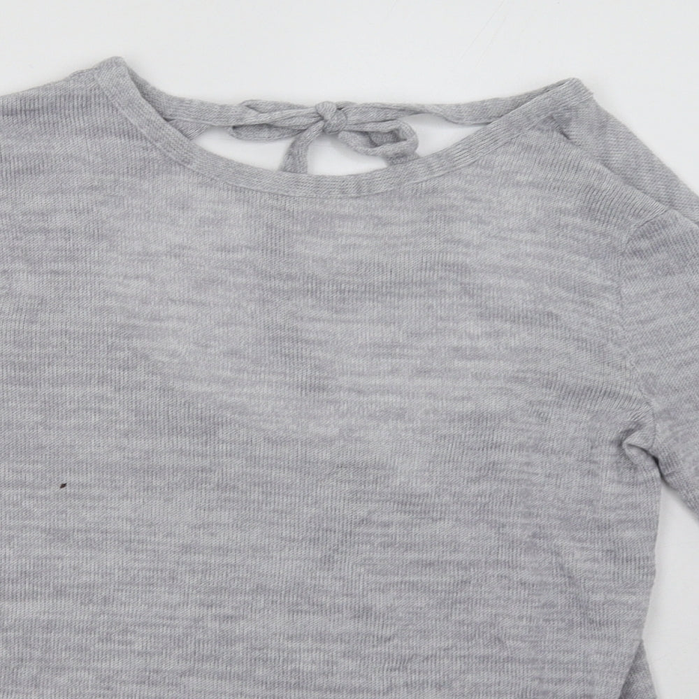 H&M Womens Grey  Polyester Pullover Sweatshirt Size S  Tie
