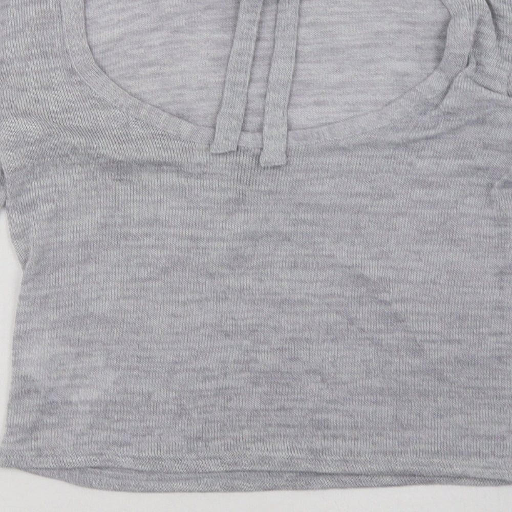 H&M Womens Grey  Polyester Pullover Sweatshirt Size S  Tie