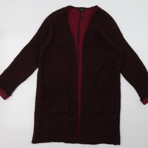 F&F Womens Red Crew Neck  Acrylic Cardigan Jumper Size S