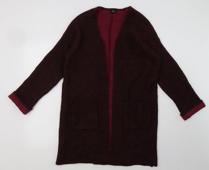F&F Womens Red Crew Neck Acrylic Cardigan Jumper Size S