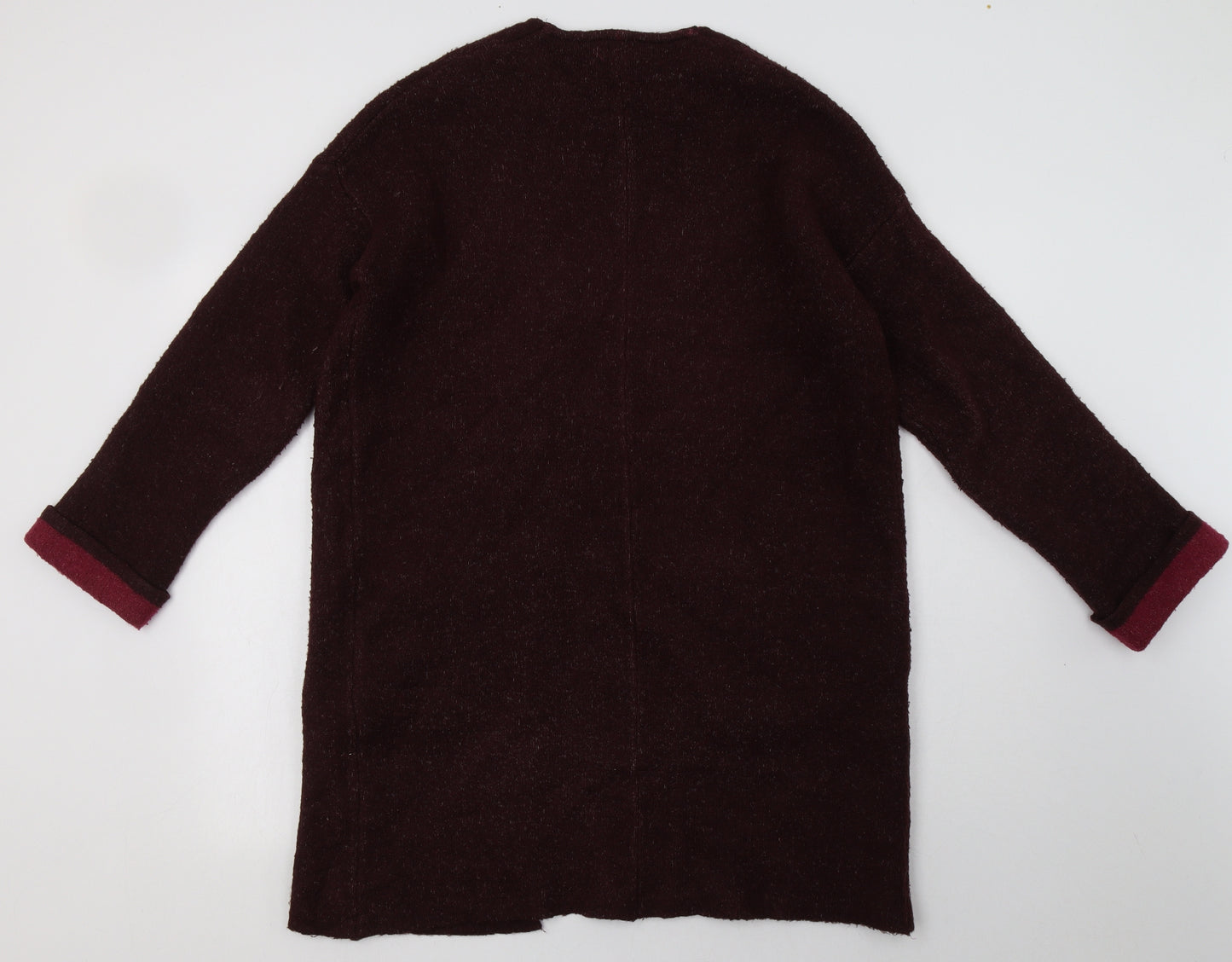 F&F Womens Red Crew Neck  Acrylic Cardigan Jumper Size S