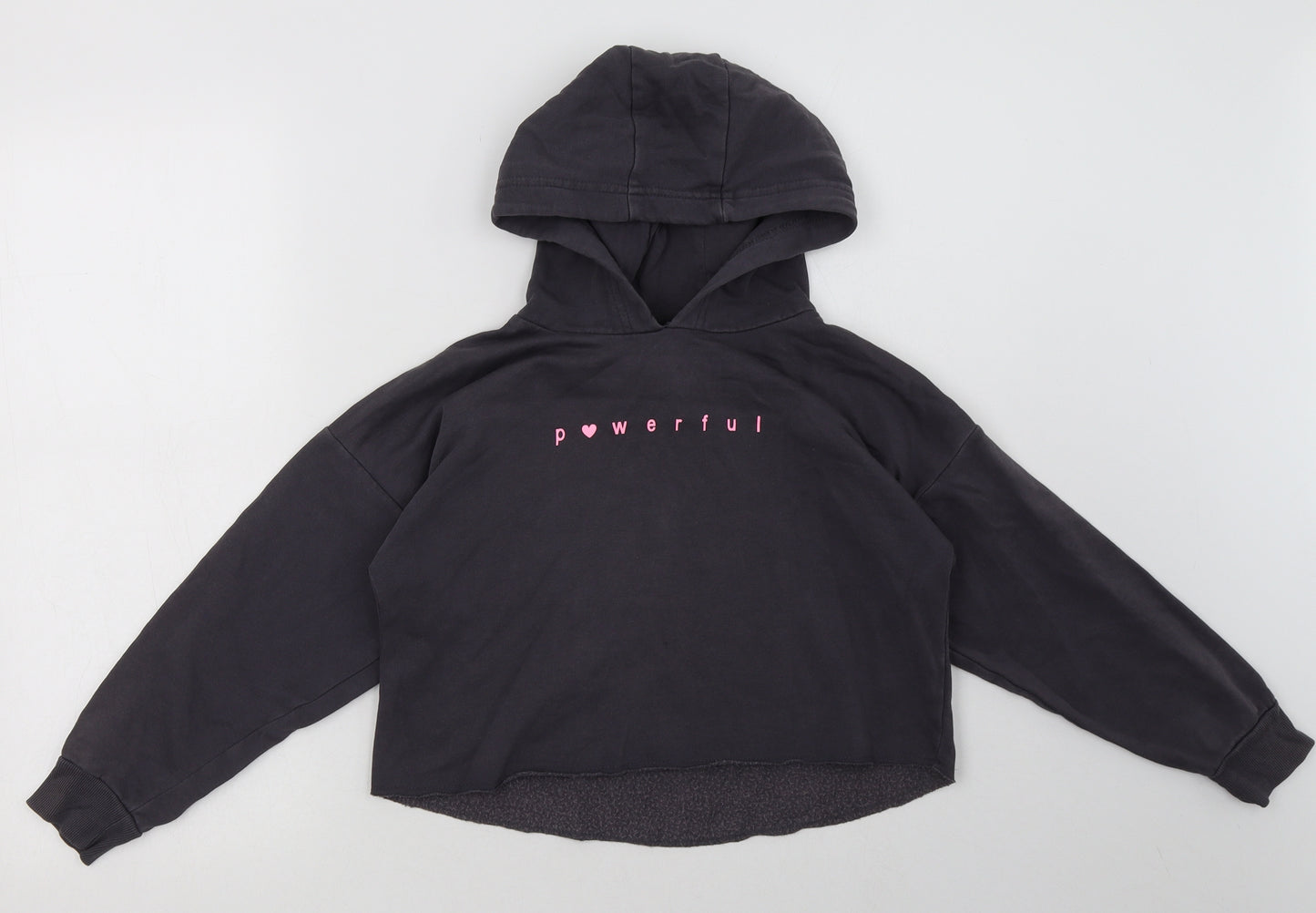 George Girls Grey  Cotton Pullover Hoodie Size 9-10 Years  Pullover - powerful