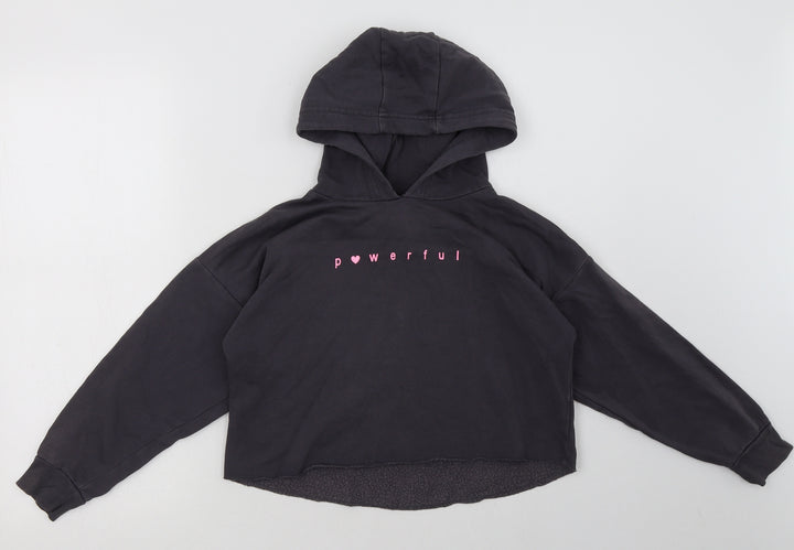 George Girls Grey  Cotton Pullover Hoodie Size 9-10 Years  Pullover - powerful