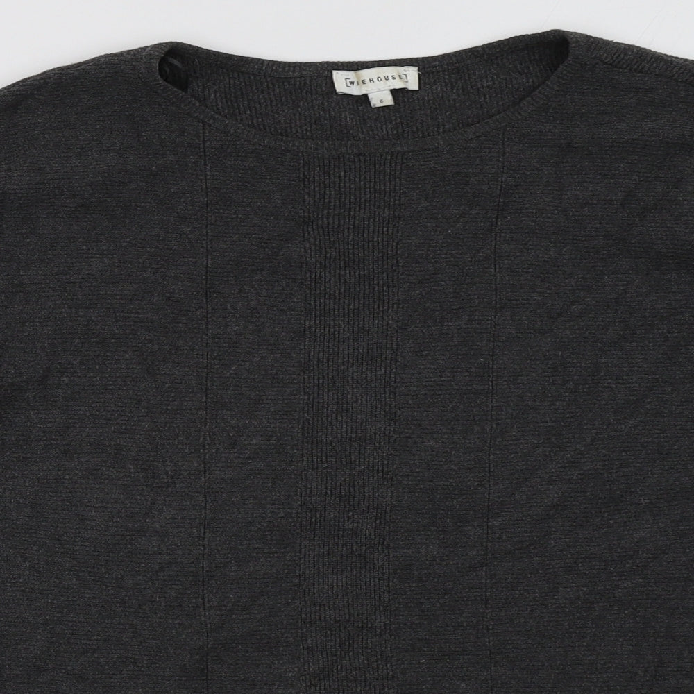 Warehouse Womens Grey  Viscose Pullover Sweatshirt Size 6  Pullover