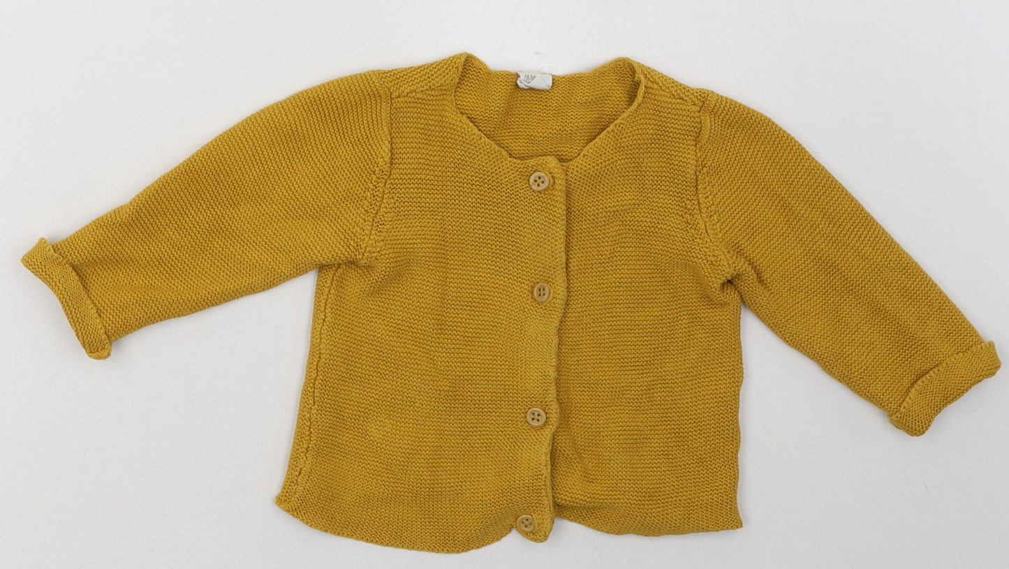 H&M Girls Yellow  Cotton Cardigan Jumper Size 18-24 Months  Button