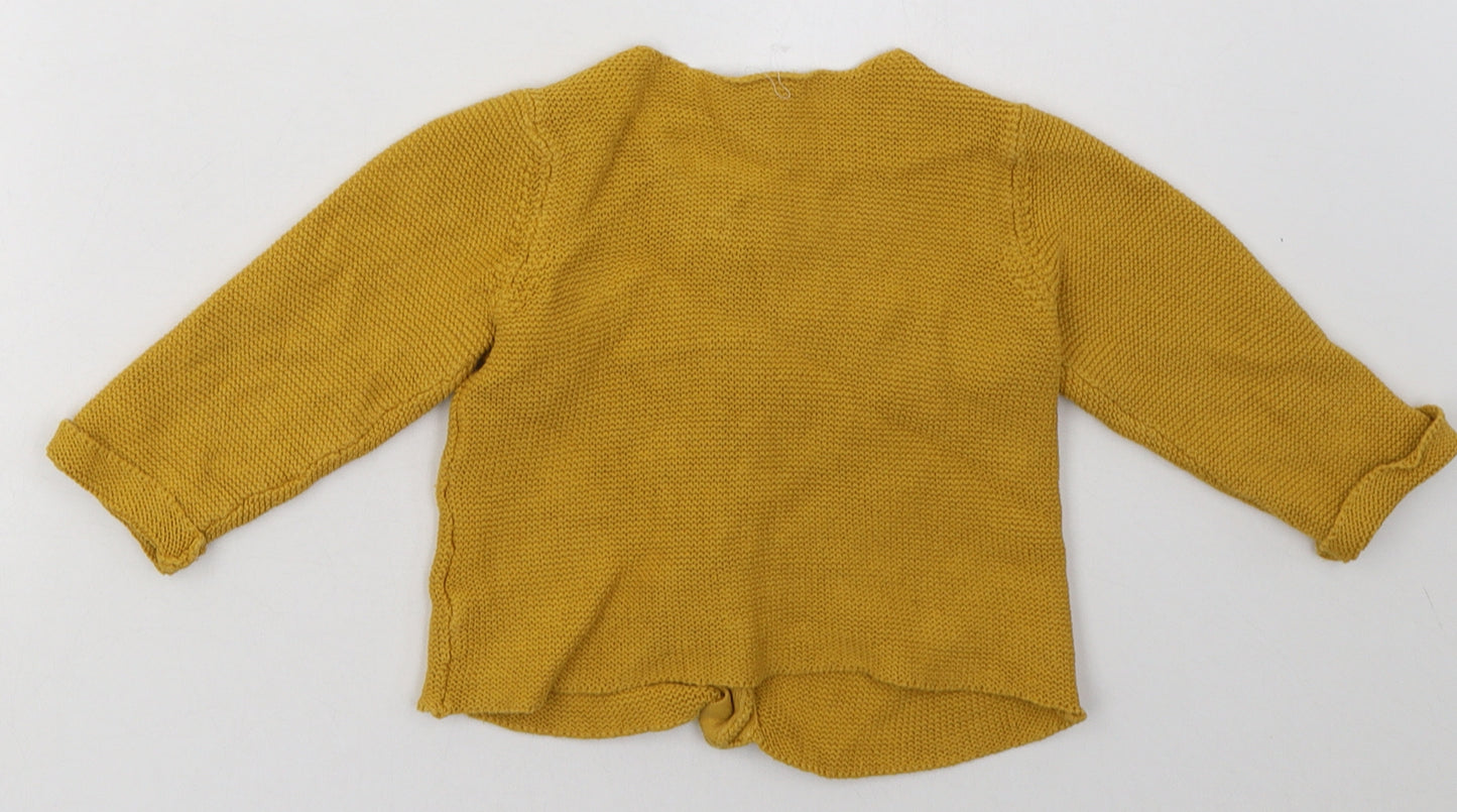H&M Girls Yellow  Cotton Cardigan Jumper Size 18-24 Months  Button