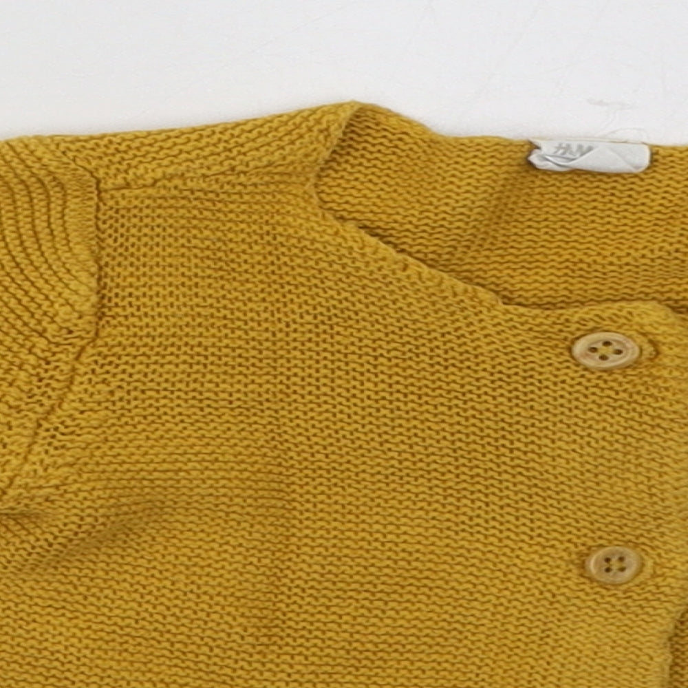 H&M Girls Yellow  Cotton Cardigan Jumper Size 18-24 Months  Button