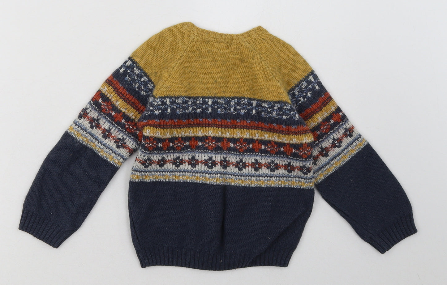 NEXT Boys Blue Geometric Cotton Basic Casual Size 12-18 Months Crew Neck Button