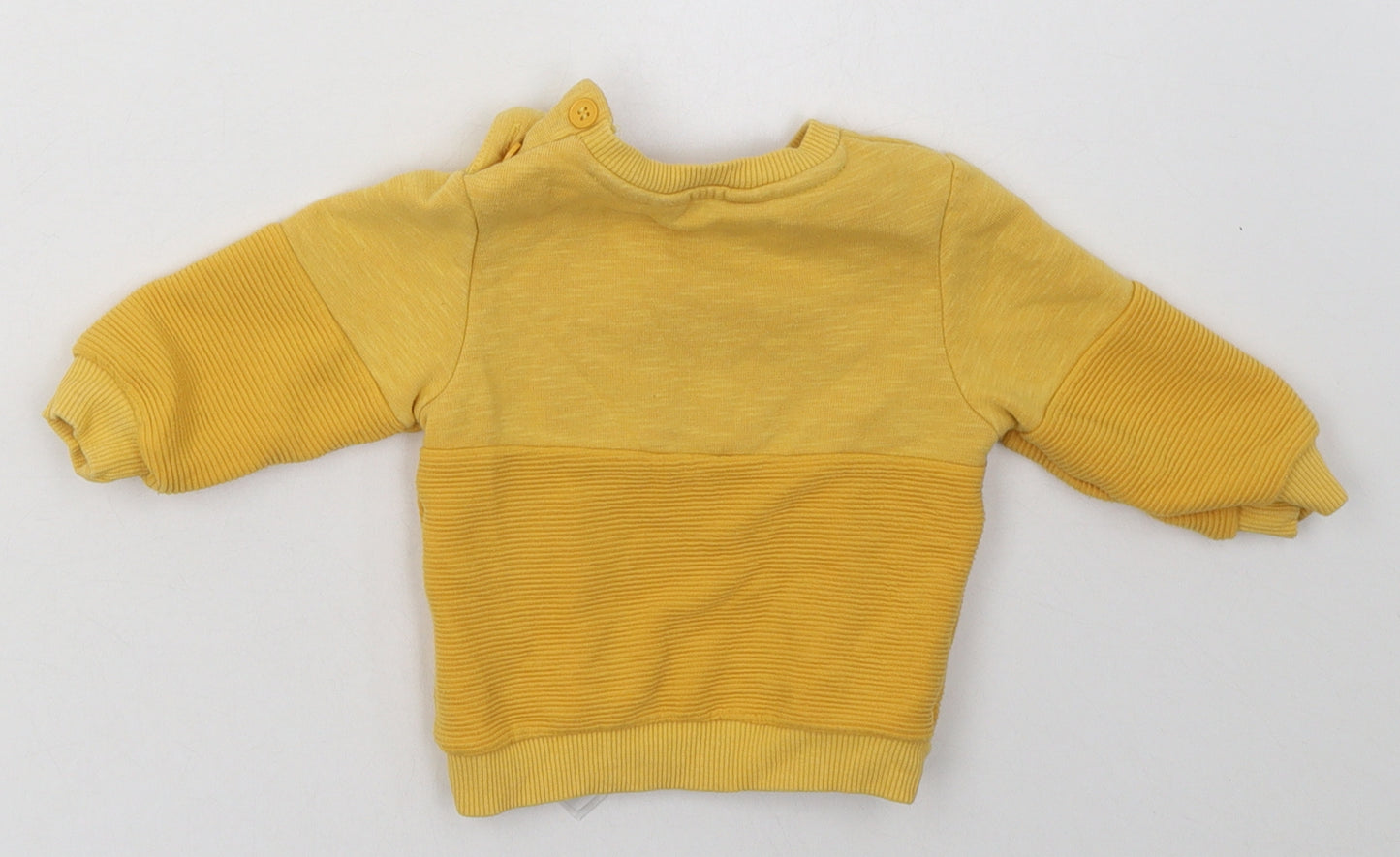 Primark Boys Yellow  Cotton Basic Casual Size 3-6 Months Crew Neck Button - cute dude