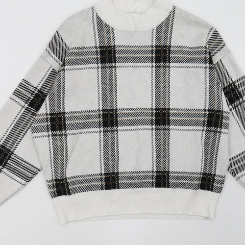 New Look Womens White Check Polyester Pullover Sweatshirt Size S  Pullover
