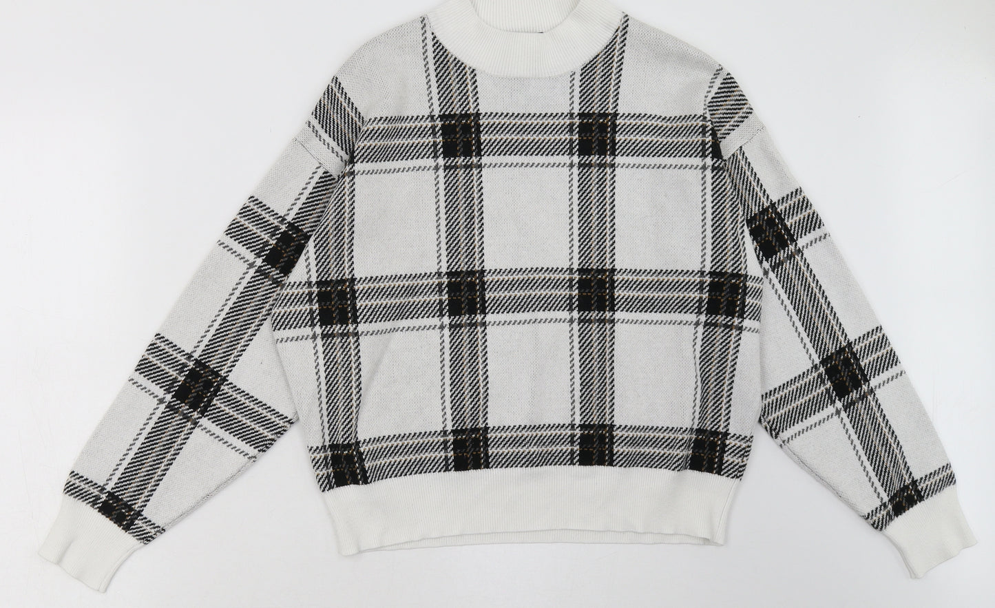 New Look Womens White Check Polyester Pullover Sweatshirt Size S  Pullover