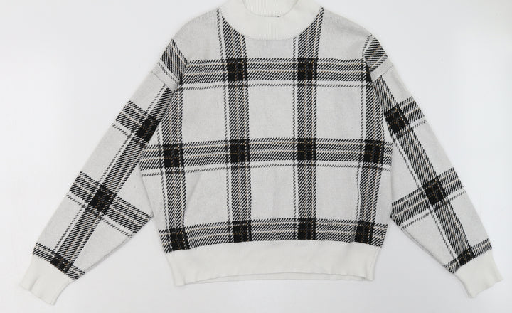New Look Womens White Check Polyester Pullover Sweatshirt Size S  Pullover