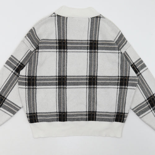 New Look Womens White Check Polyester Pullover Sweatshirt Size S  Pullover