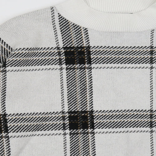 New Look Womens White Check Polyester Pullover Sweatshirt Size S  Pullover