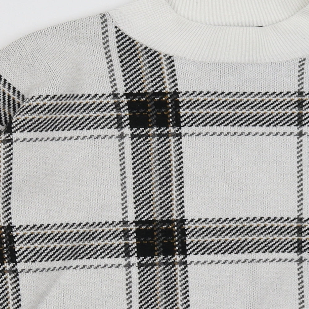 New Look Womens White Check Polyester Pullover Sweatshirt Size S  Pullover