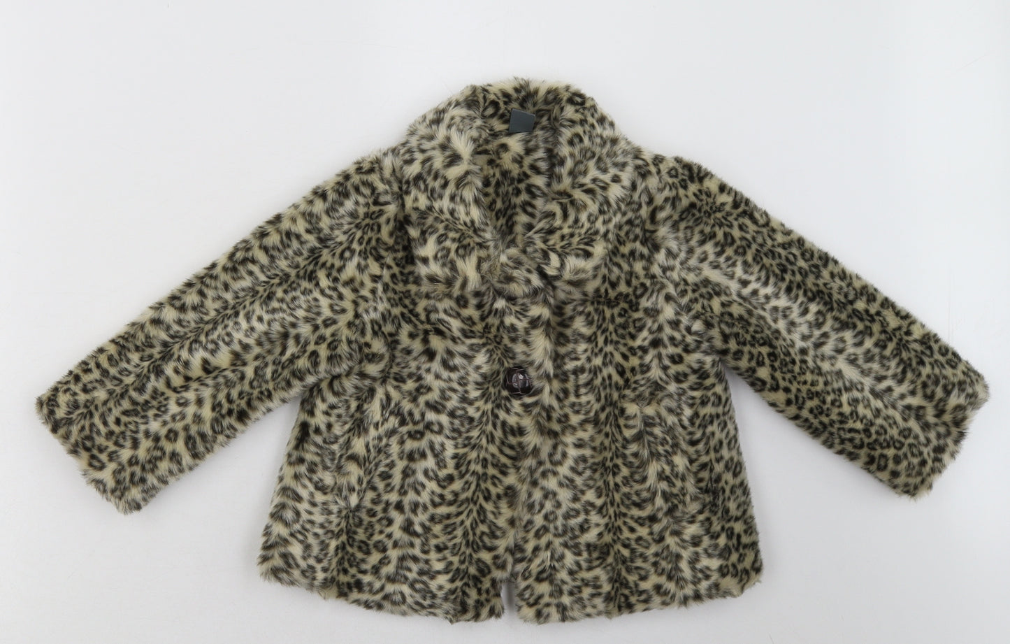 Zara Girls Brown Animal Print  Basic Jacket Jacket Size 2-3 Years  Button