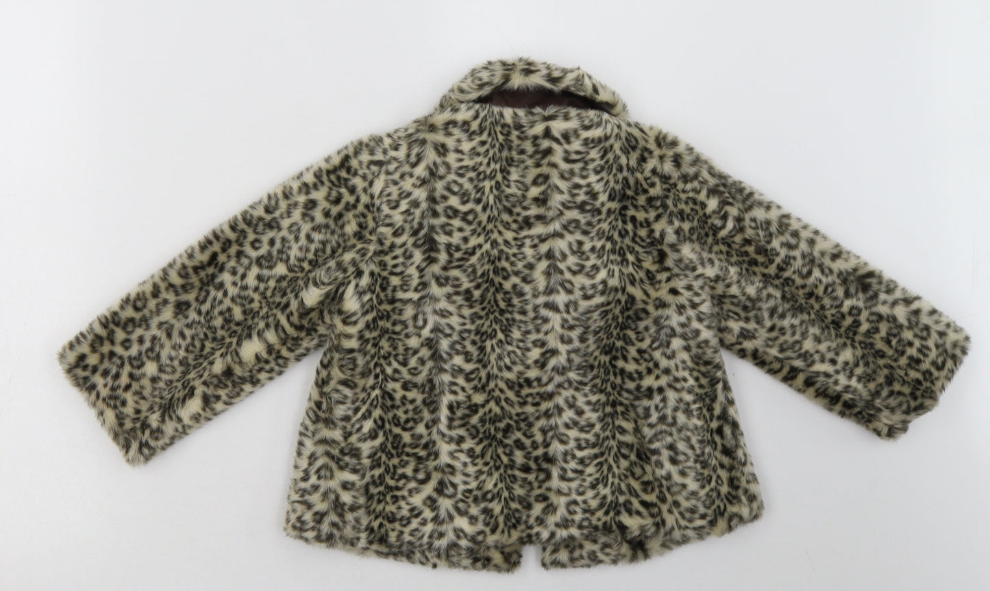 Zara Girls Brown Animal Print  Basic Jacket Jacket Size 2-3 Years  Button