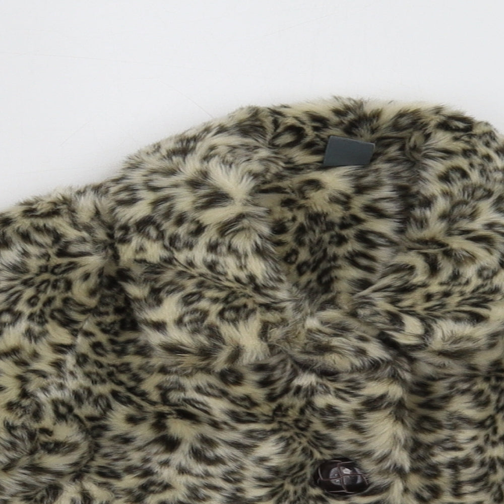 Zara Girls Brown Animal Print  Basic Jacket Jacket Size 2-3 Years  Button