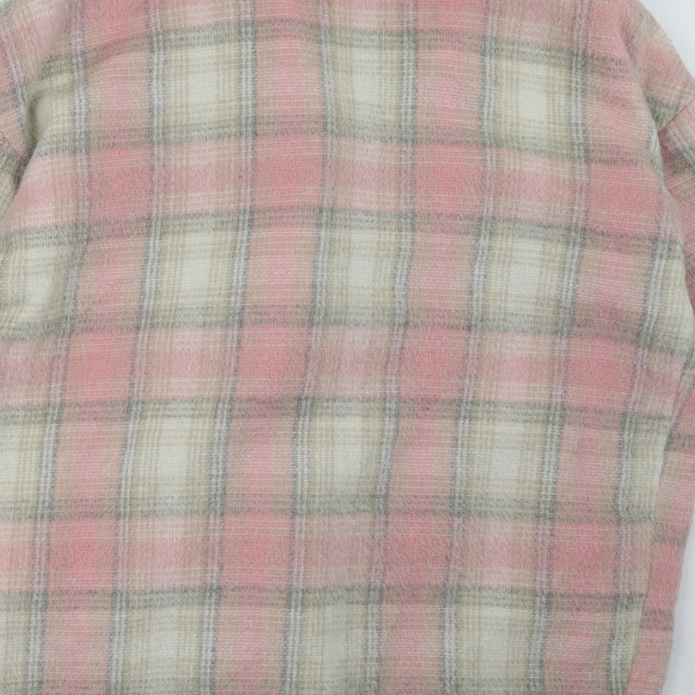 Matalan Womens Pink Check  Overcoat Coat Size 12  Button