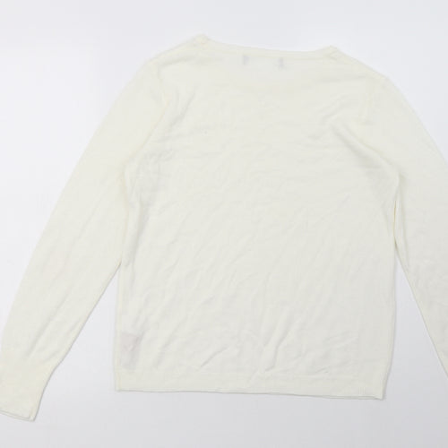 Primark Womens White  Acrylic Pullover Sweatshirt Size S  Pullover