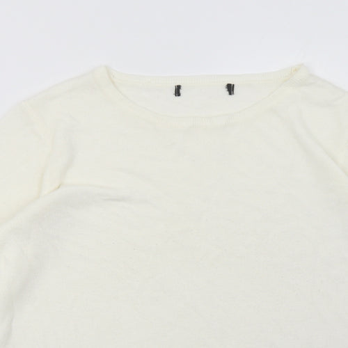 Primark Womens White  Acrylic Pullover Sweatshirt Size S  Pullover