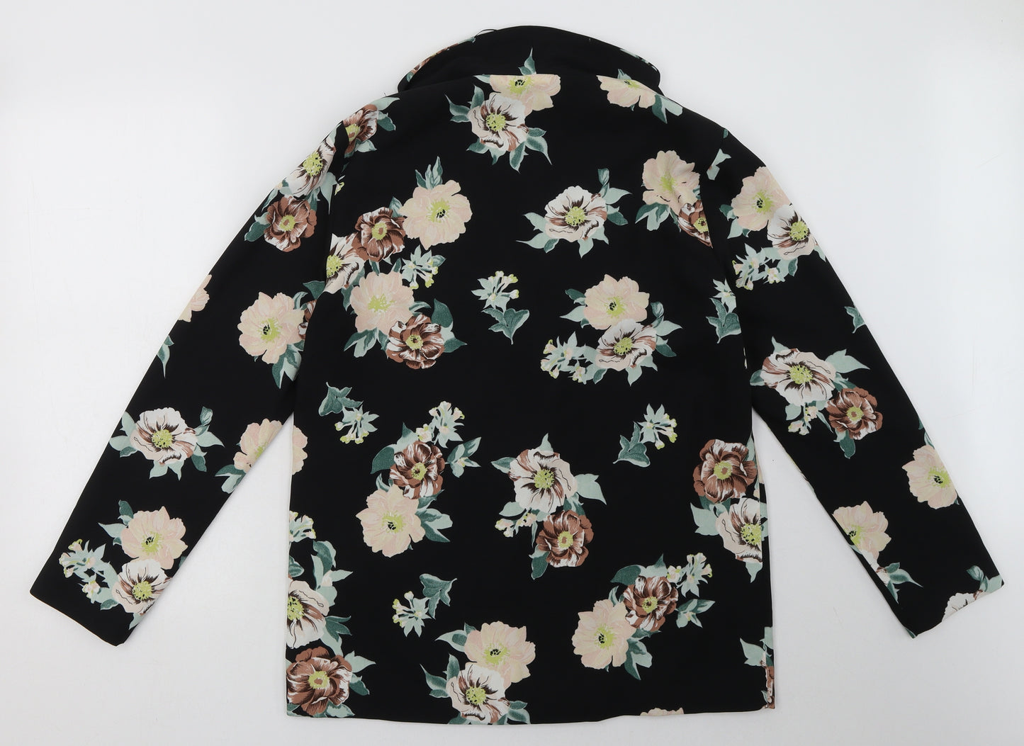 F&F Womens Black Floral  Jacket Blazer Size 14  Button