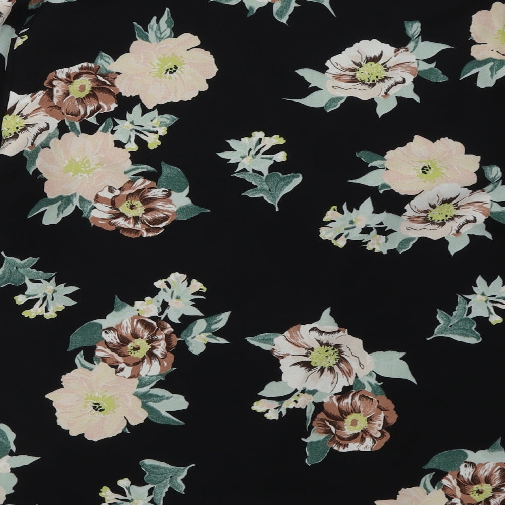 F&F Womens Black Floral  Jacket Blazer Size 14  Button