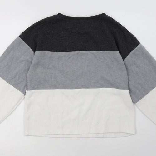 New Look Womens Grey Striped Cotton Pullover Sweatshirt Size S  Pullover
