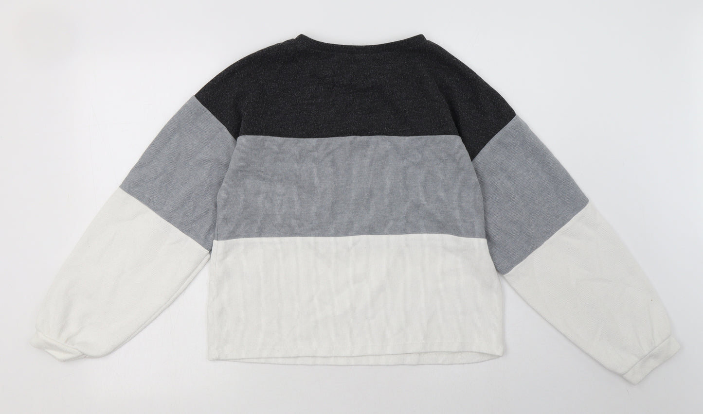 New Look Womens Grey Striped Cotton Pullover Sweatshirt Size S  Pullover