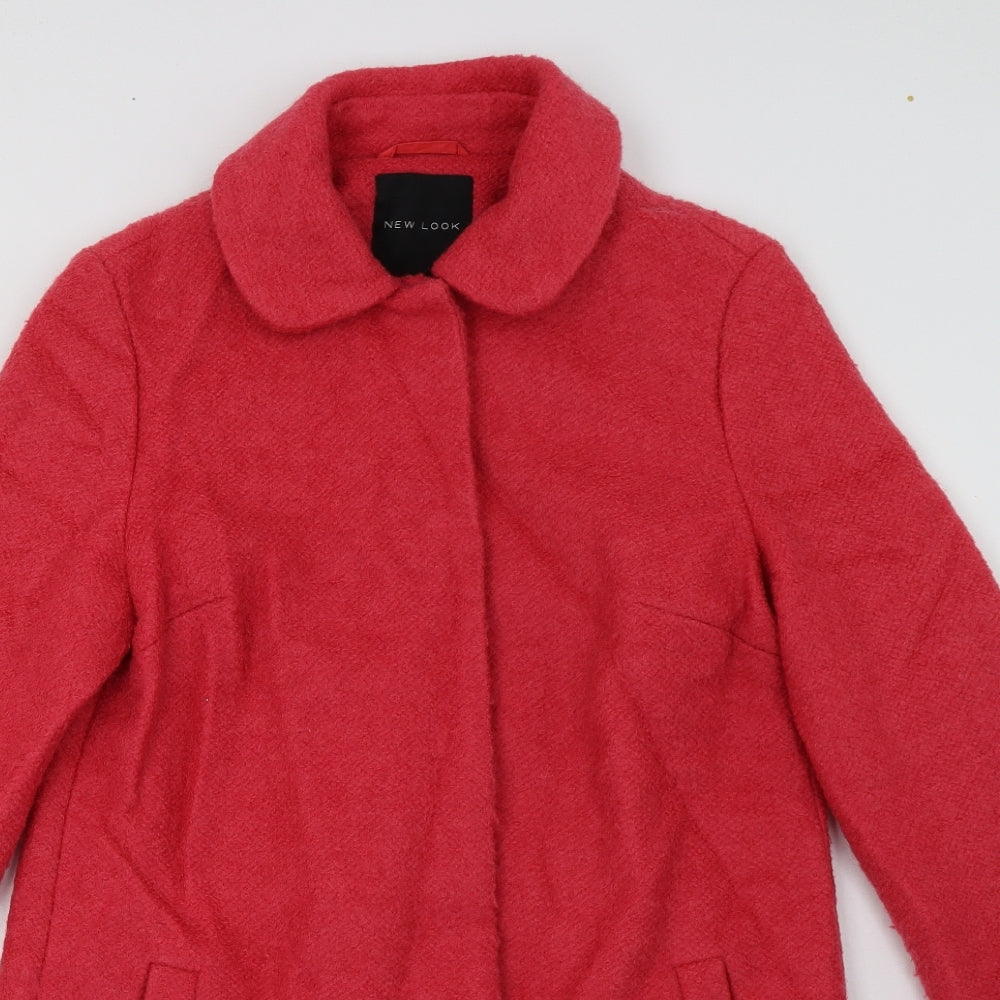 New Look Womens Pink   Overcoat Coat Size 12  Button