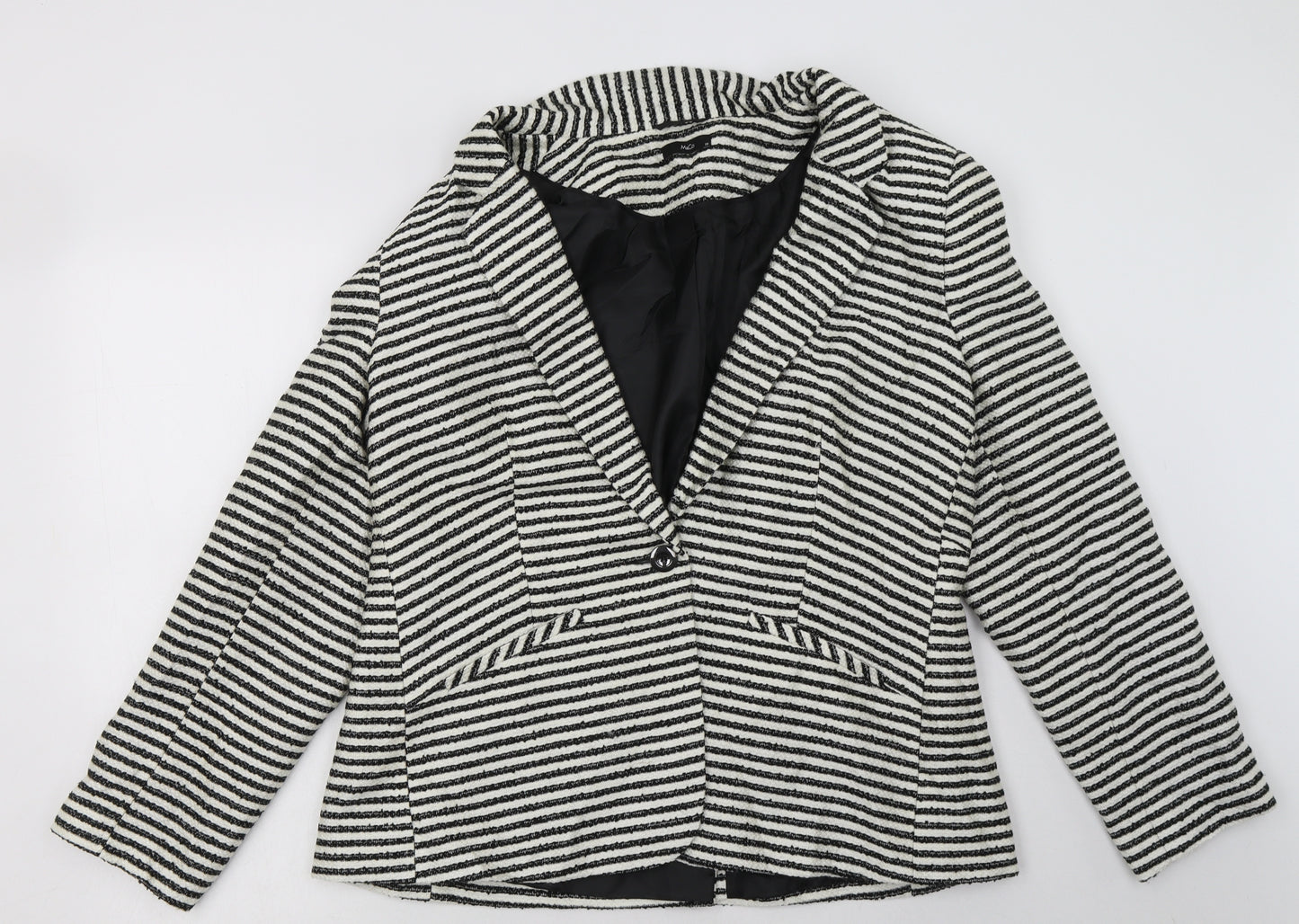 M&Co Womens  Striped  Jacket Blazer Size 18  Button