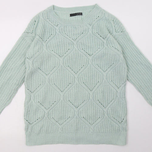 Primark Womens Green Argyle/Diamond Acrylic Pullover Sweatshirt Size 8  Pullover