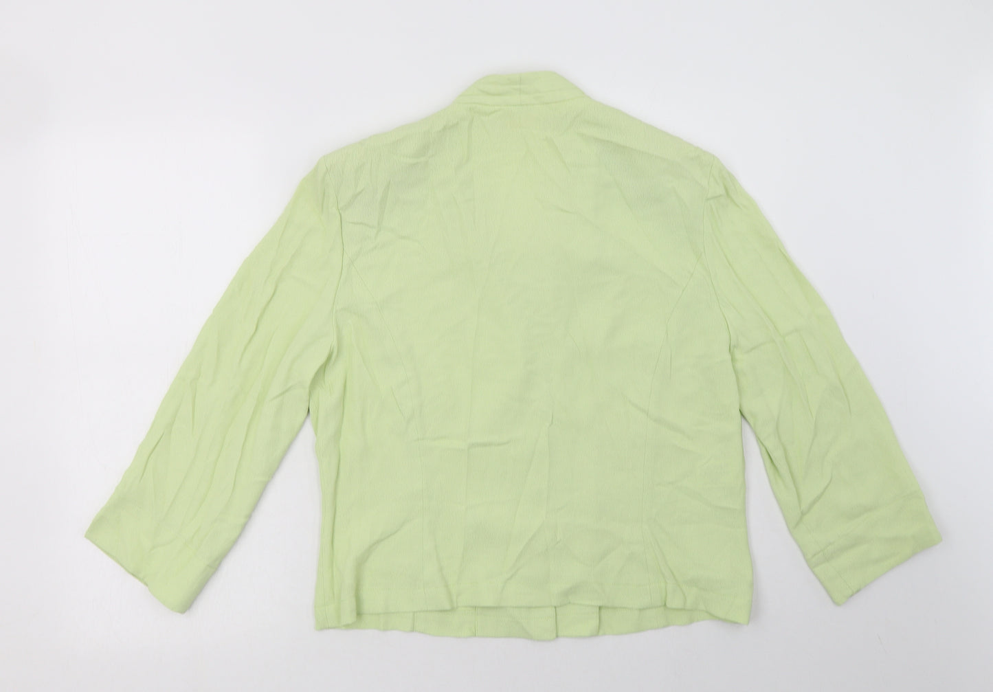 Country Casuals Womens Green  Viscose Basic Button-Up Size 14 V-Neck