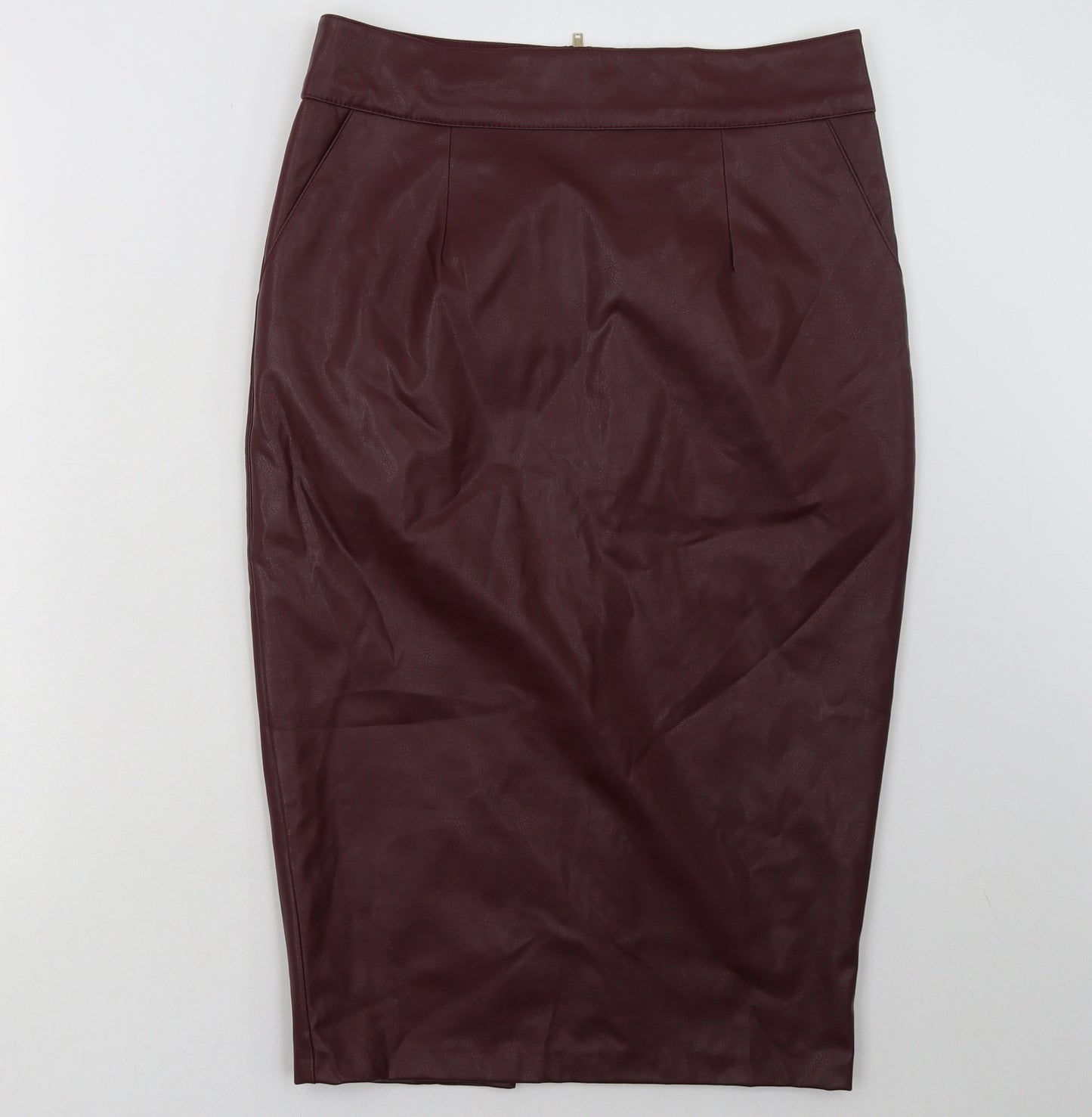 River Island Womens Red  Polyurethane A-Line Skirt Size 12   Zip