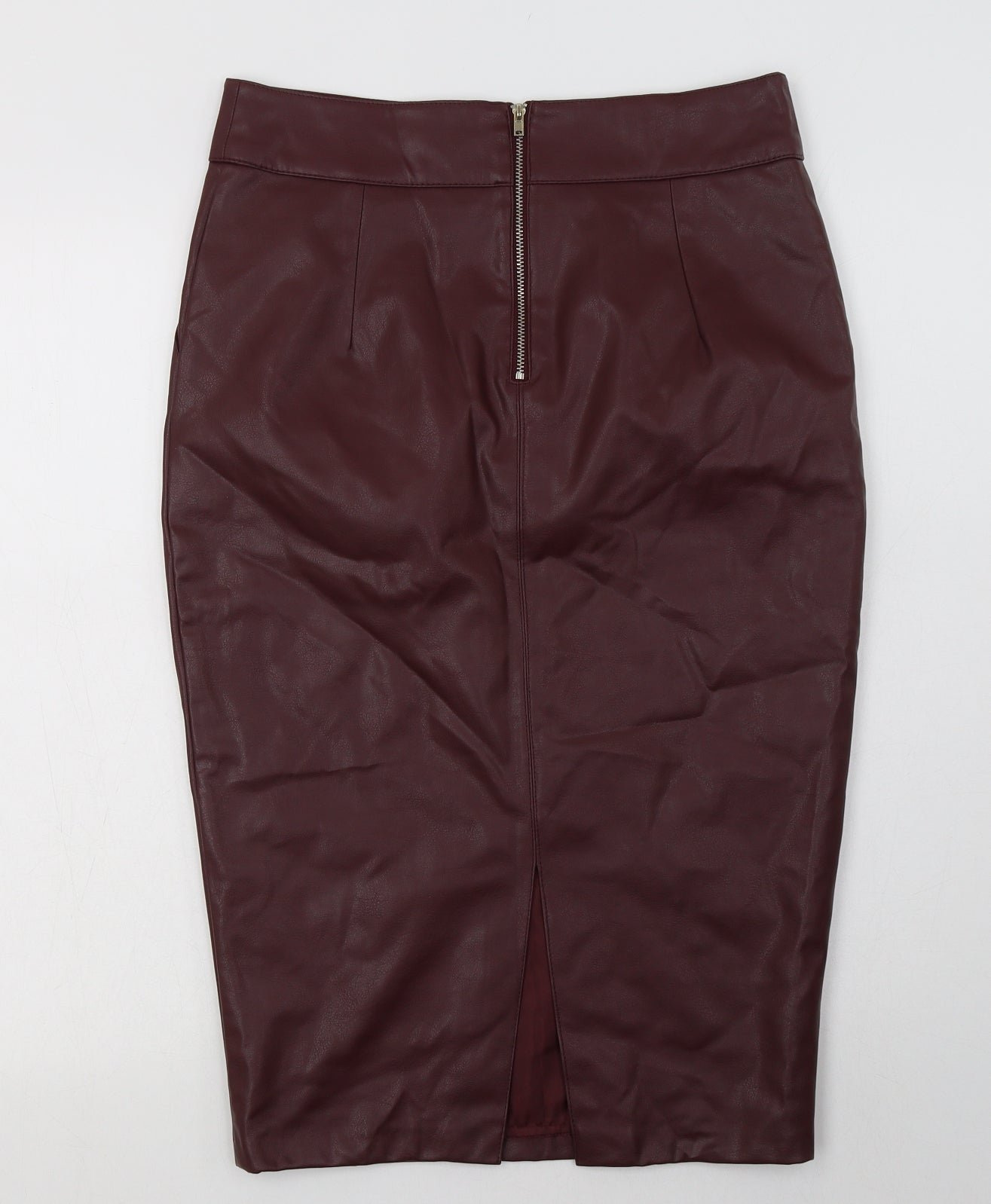 River Island Womens Red  Polyurethane A-Line Skirt Size 12   Zip