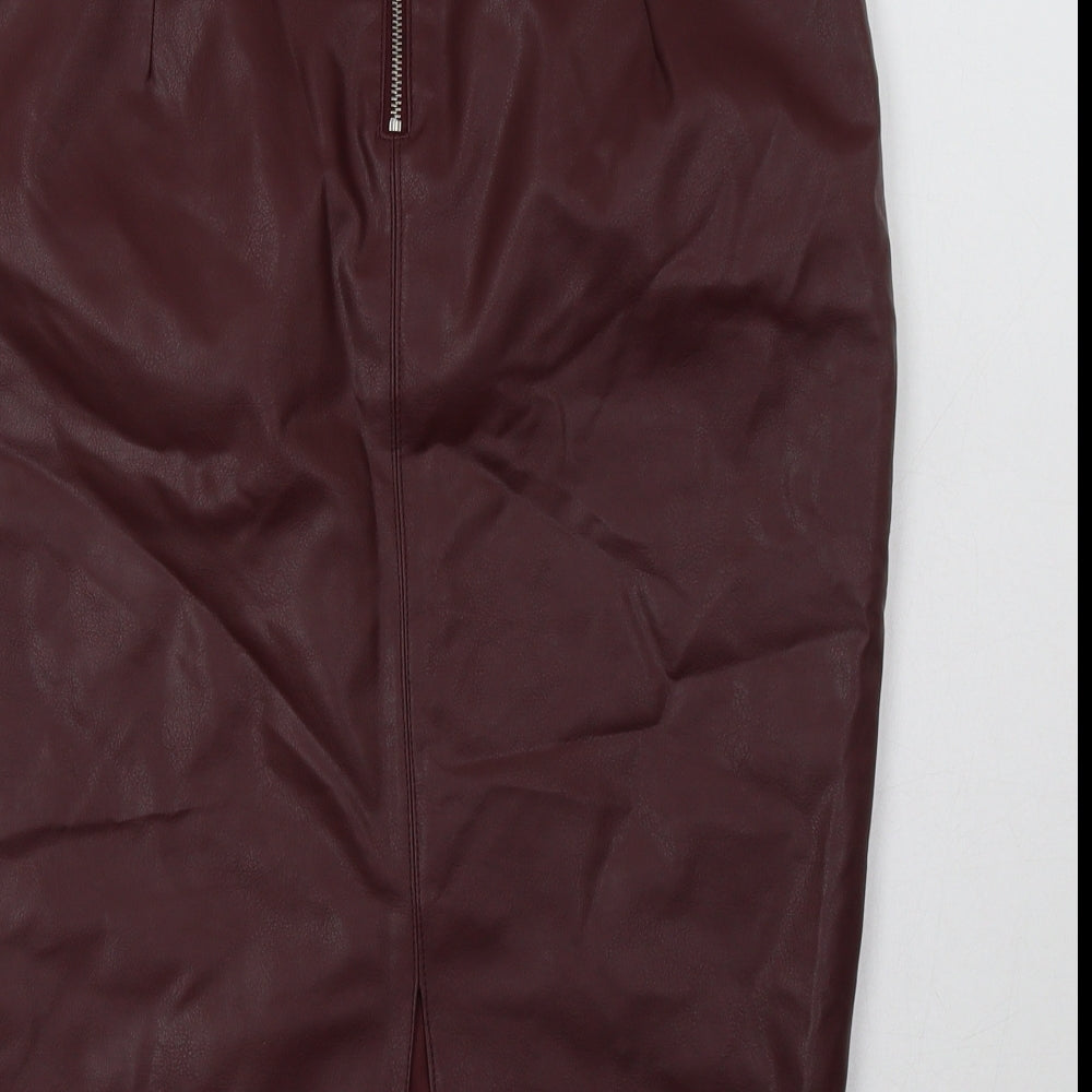 River Island Womens Red  Polyurethane A-Line Skirt Size 12   Zip