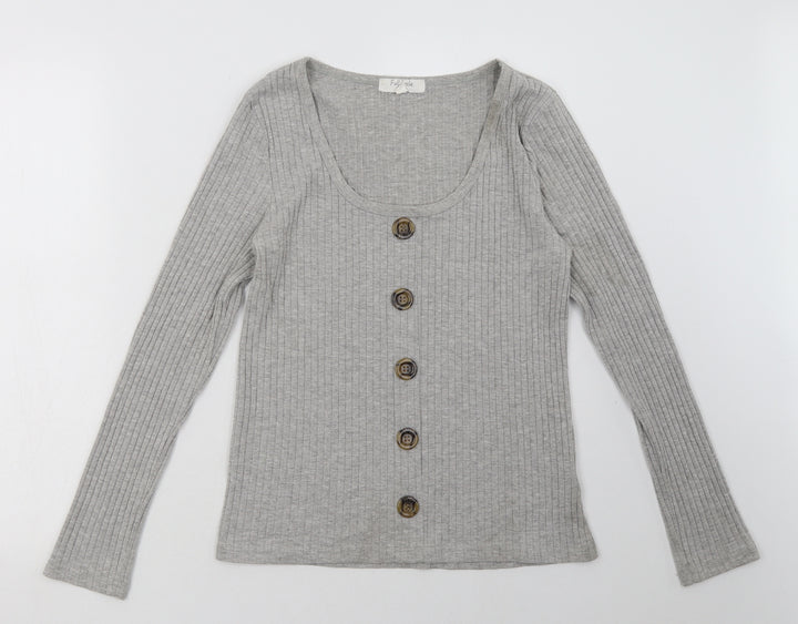 Full Circle Womens Grey Cotton Pullover Sweatshirt Size L Pullover