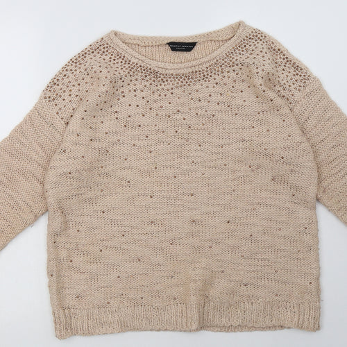 Dorothy Perkins Womens Beige  Acrylic Pullover Sweatshirt Size 14  Pullover