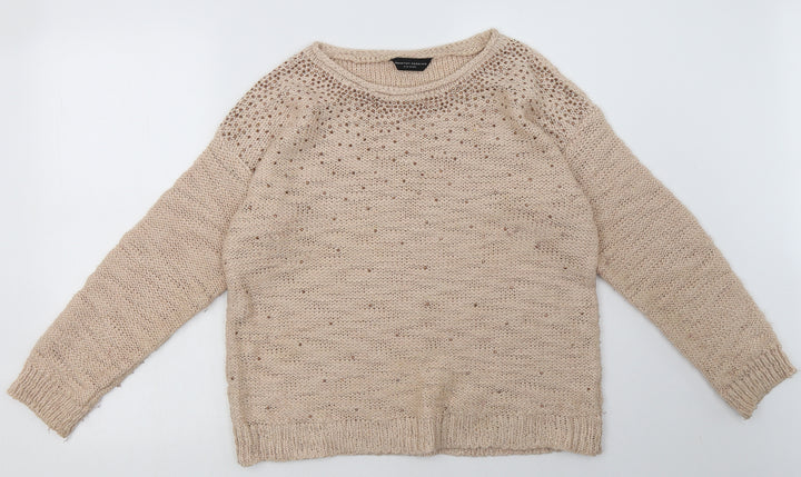 Dorothy Perkins Womens Beige Acrylic Pullover Sweatshirt Size 14 Pullover
