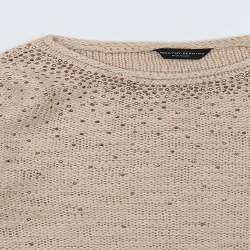 Dorothy Perkins Womens Beige  Acrylic Pullover Sweatshirt Size 14  Pullover