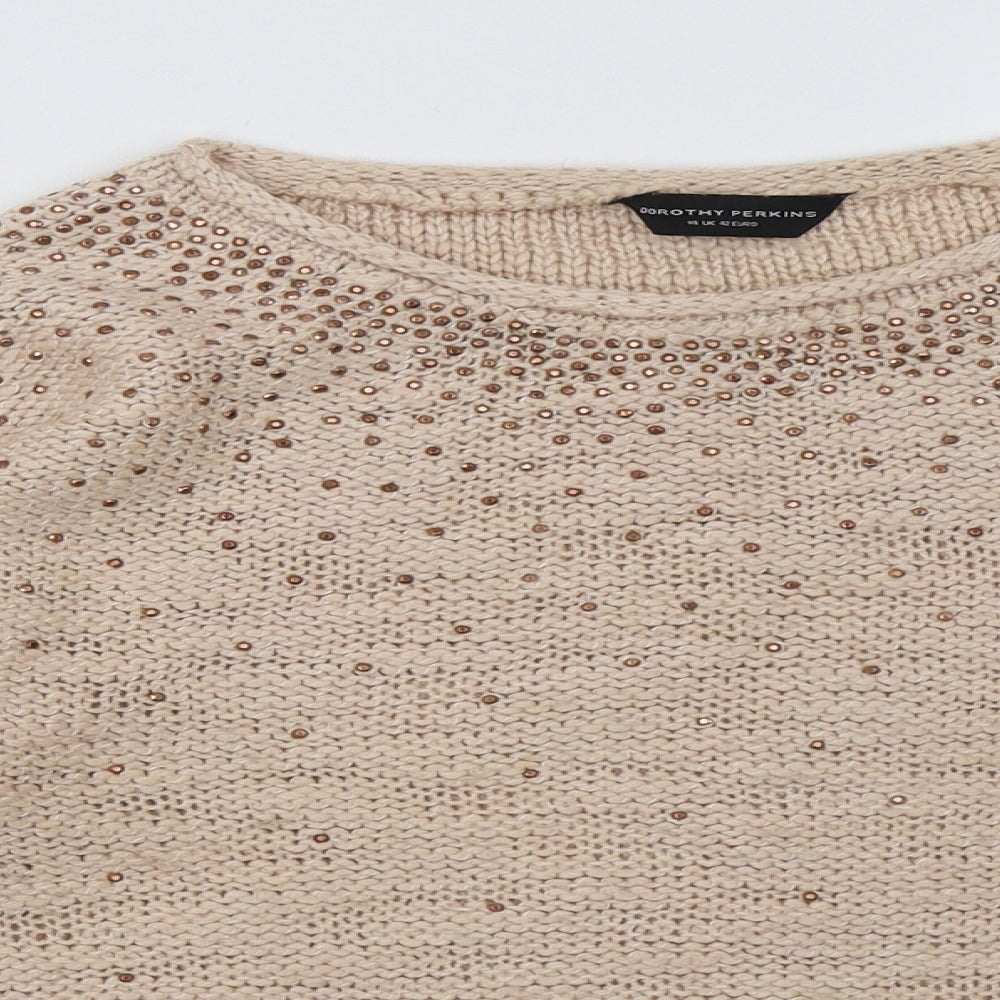 Dorothy Perkins Womens Beige  Acrylic Pullover Sweatshirt Size 14  Pullover
